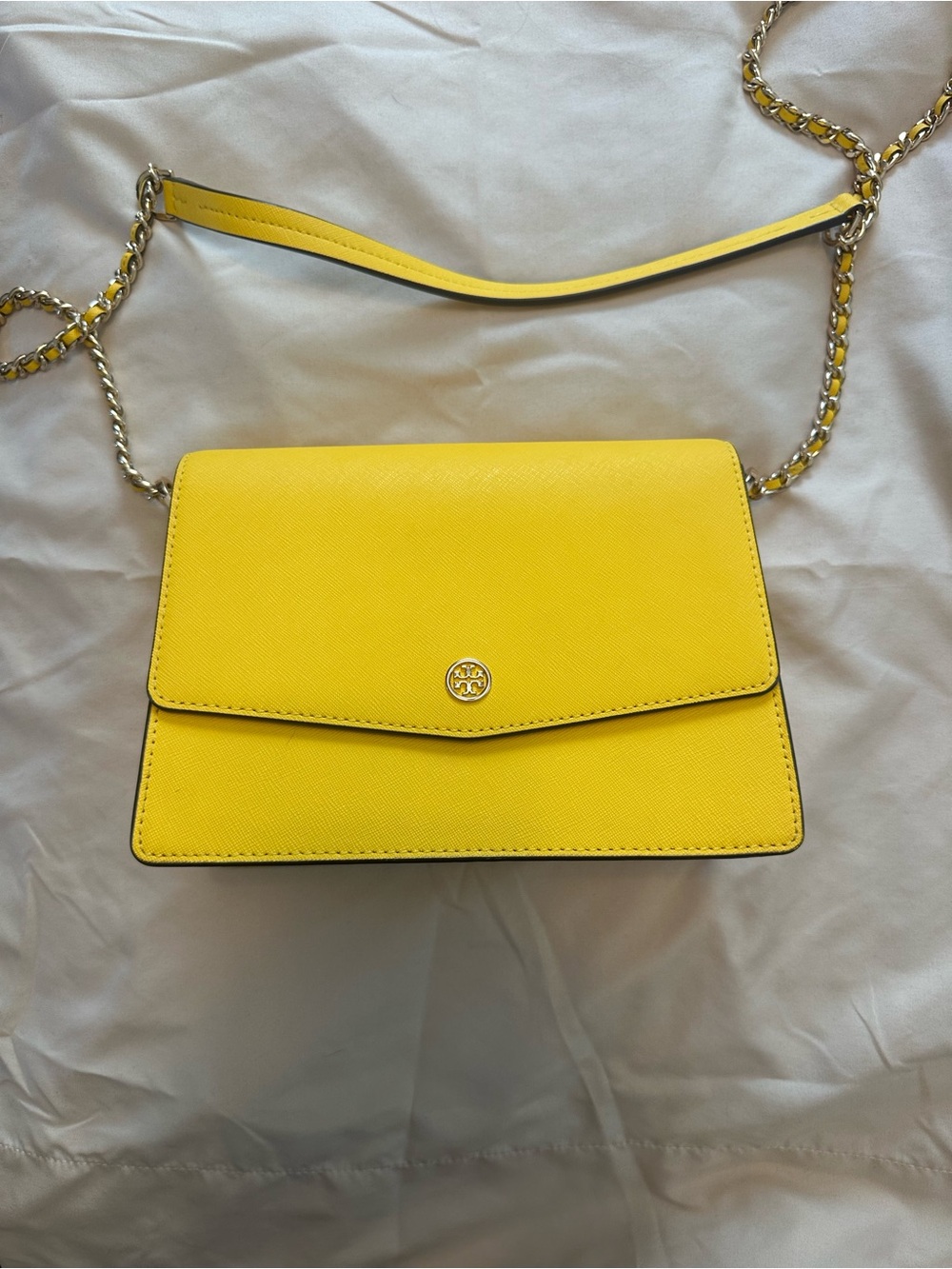 Tory Burch Bright Yellow Saffiano Chain Crossbody